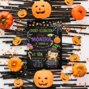 Halloween Witch Cauldron Birthday Uitnodiging