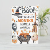 Halloween Witch Cauldron Birthday Uitnodiging (Staand voorkant)