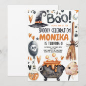 Halloween Witch Cauldron Birthday Uitnodiging (Voorkant / Achterkant)