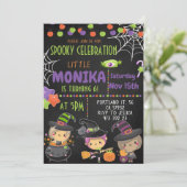 Halloween Witch Cauldron Birthday Uitnodiging (Staand voorkant)