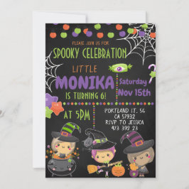 Halloween Witch Cauldron Birthday Uitnodiging
