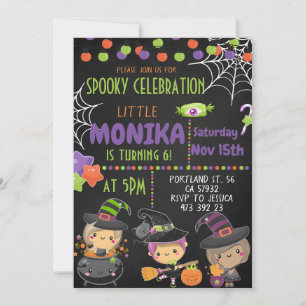 Halloween Witch Cauldron Birthday Uitnodiging