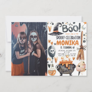 Halloween Witch Cauldron Foto Verjaardag Kaart