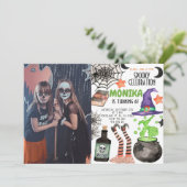 Halloween Witch Cauldron Girl Kids Verjaardag Kaart (Staand voorkant)