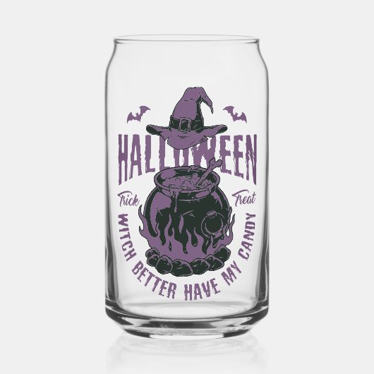 Halloween Witch Cauldron Glass Blikvorm Glas (Voorkant)