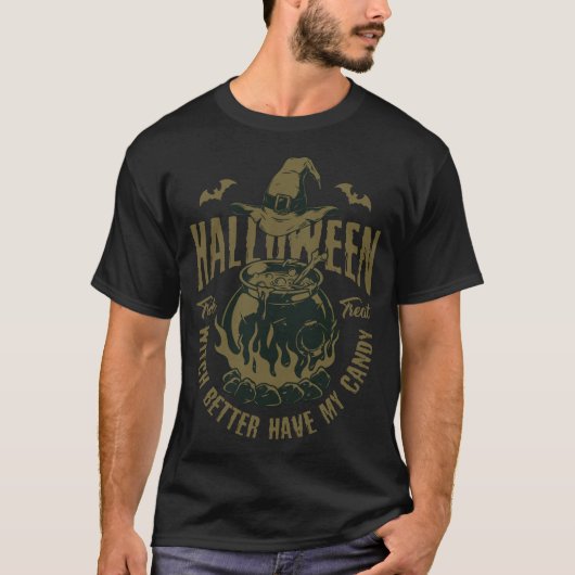 Halloween Witch Cauldron T-Shirt - beter mijn (Voorkant)