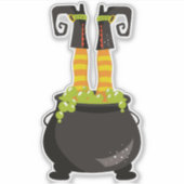 Halloween, Witch Cauldron, Witch Legs, Potion Sticker (Voorkant)