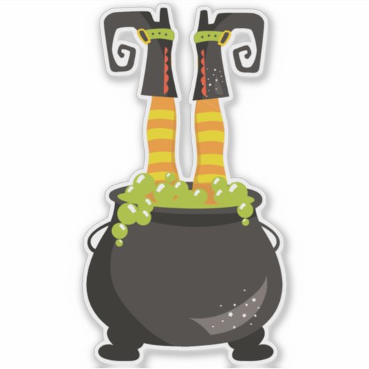 Halloween, Witch Cauldron, Witch Legs, Potion Sticker (Voorkant)