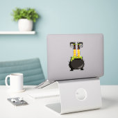 Halloween, Witch Cauldron, Witch Legs, Potion Sticker (Laptop op bureau)