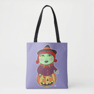 Halloween Witch Classic Retro Paarse Tote Bag