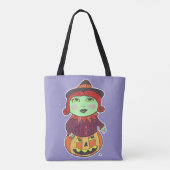 Halloween Witch Classic Retro Paarse Tote Bag (Achterkant)