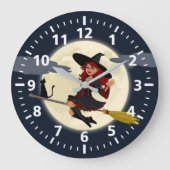 Halloween Witch Clock Grote Klok (Voorkant)