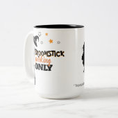 Halloween Witch Coffee Broomstick Parking Funny Tweekleurige Koffiemok (Voorkant links)