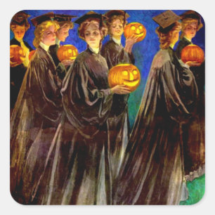 Halloween Witch College Graduates Vierkante Sticker