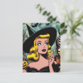  Halloween Witch Comics Briefkaart (Staand voorkant)