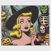  Halloween Witch Comics Cadeaupapier (Vlak)