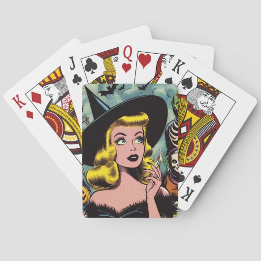 Halloween Witch Comics Pokerkaarten (Achterkant)
