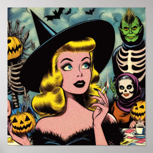 Halloween Witch Comics Poster