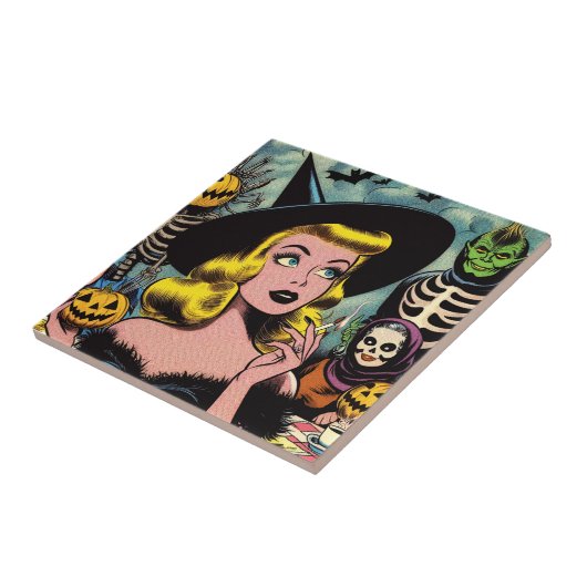  Halloween Witch Comics Tegeltje (Zijkant)