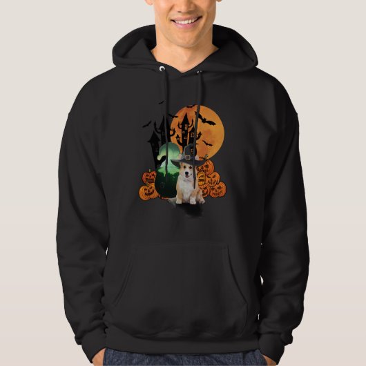 Halloween Witch Corgi Dog Hoodie (Voorkant)