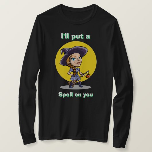 Halloween Witch Costume, IK ZAL JE EEN SPELL GEVEN T-shirt (Design voorkant)