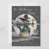 Halloween Witch Costume Party Kaart (Voorkant)