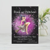 Halloween Witch Costume Party Kaart (Staand voorkant)