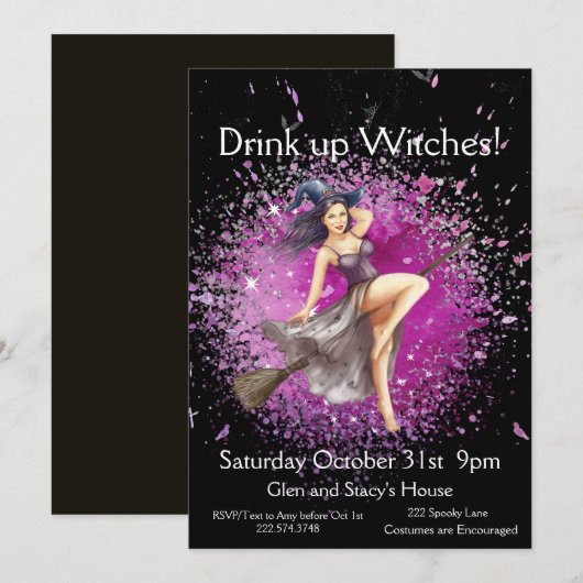 Halloween Witch Costume Party Kaart (Voorkant / Achterkant)