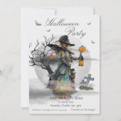 Halloween Witch Costume Party Kaart (Voorkant)