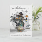 Halloween Witch Costume Party Kaart (Staand voorkant)