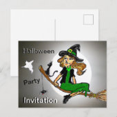 Halloween Witch Cust. Uitnodiging voor tekstfeest Briefkaart (Voorkant / Achterkant)