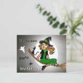 Halloween Witch Cust. Uitnodiging voor tekstfeest Briefkaart (Staand voorkant)