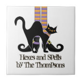 Halloween Witch Cute Black Cat Whimsical Tegeltje (Voorkant)