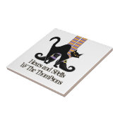 Halloween Witch Cute Black Cat Whimsical Tegeltje (Zijkant)
