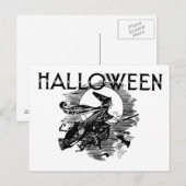 Halloween Witch die op Broomstick vliegt Briefkaart (Voorkant / Achterkant)