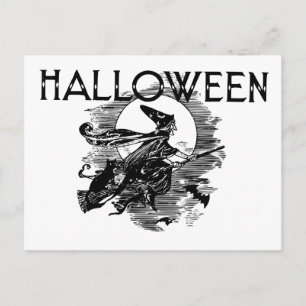  Halloween Witch die op Broomstick vliegt Briefkaart