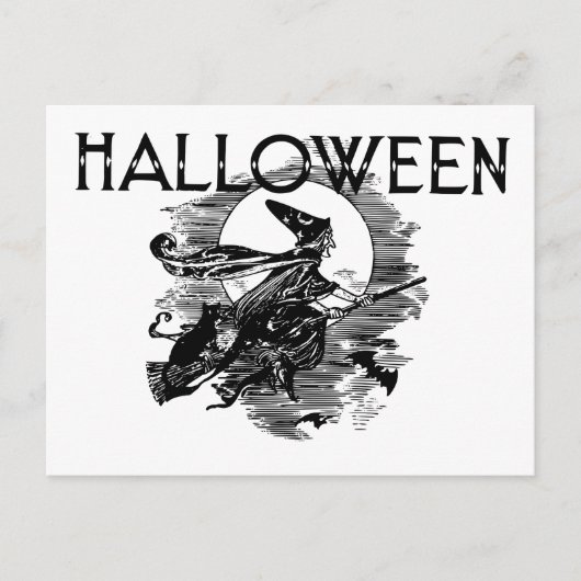 Halloween Witch die op Broomstick vliegt Briefkaart (Voorkant)