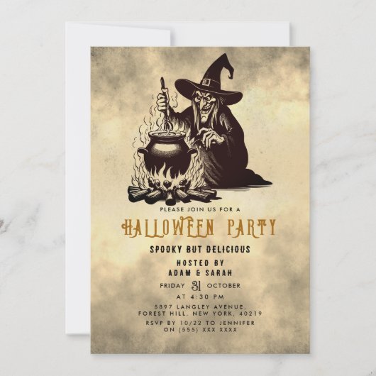 Halloween Witch Dinner Kaart (Voorkant)