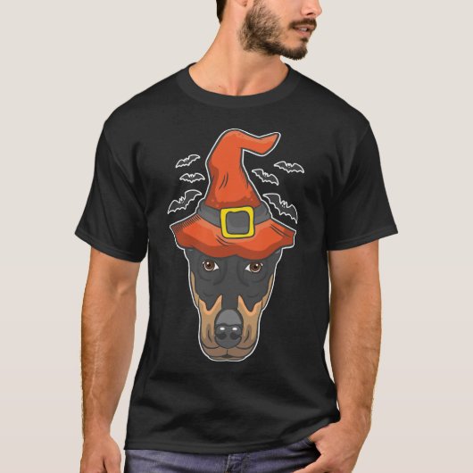 Halloween Witch Doberman Costume T-shirt (Voorkant)