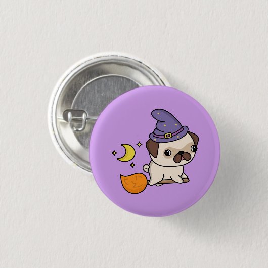Halloween Witch Dog Ronde Button 3,2 Cm (Voorkant /achterkant)