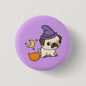 Halloween Witch Dog Ronde Button 3,2 Cm (Voorkant)