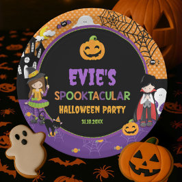 Halloween Witch Dracula Jack O Lantern Pumpkins Papieren Bordje