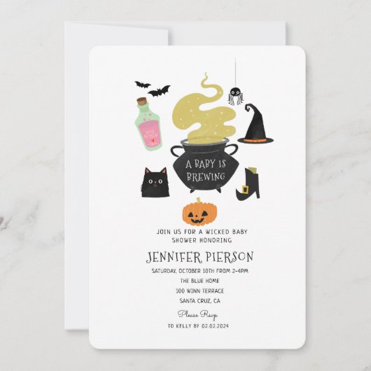 Halloween Witch Een Baby is het brouwen van Baby s Kaart (Voorkant)