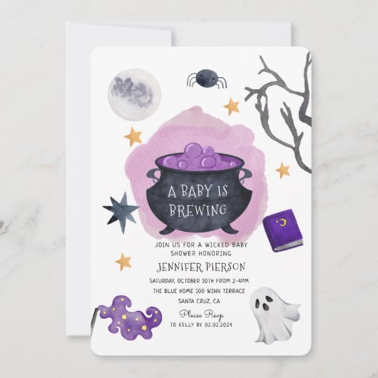 Halloween Witch Een Baby is het brouwen van Baby s Kaart (Voorkant)