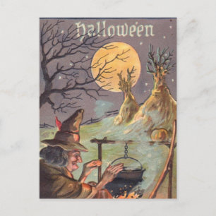 Halloween Witch - Een eng nachtje uit -  kunst Briefkaart
