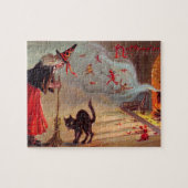 Halloween Witch en Black Cat Legpuzzel (Horizontaal)