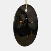 Halloween Witch en Black Cat Ornament (Rechts)