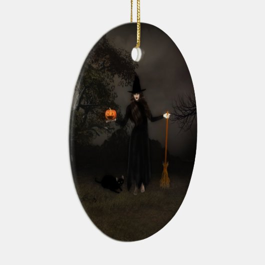 Halloween Witch en Black Cat Ornament (Rechts)