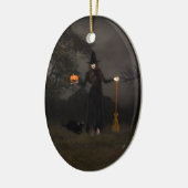 Halloween Witch en Black Cat Ornament (Links)