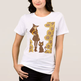 Halloween Witch en Cat Bella + Canvas Tri-Blend T- Shirt